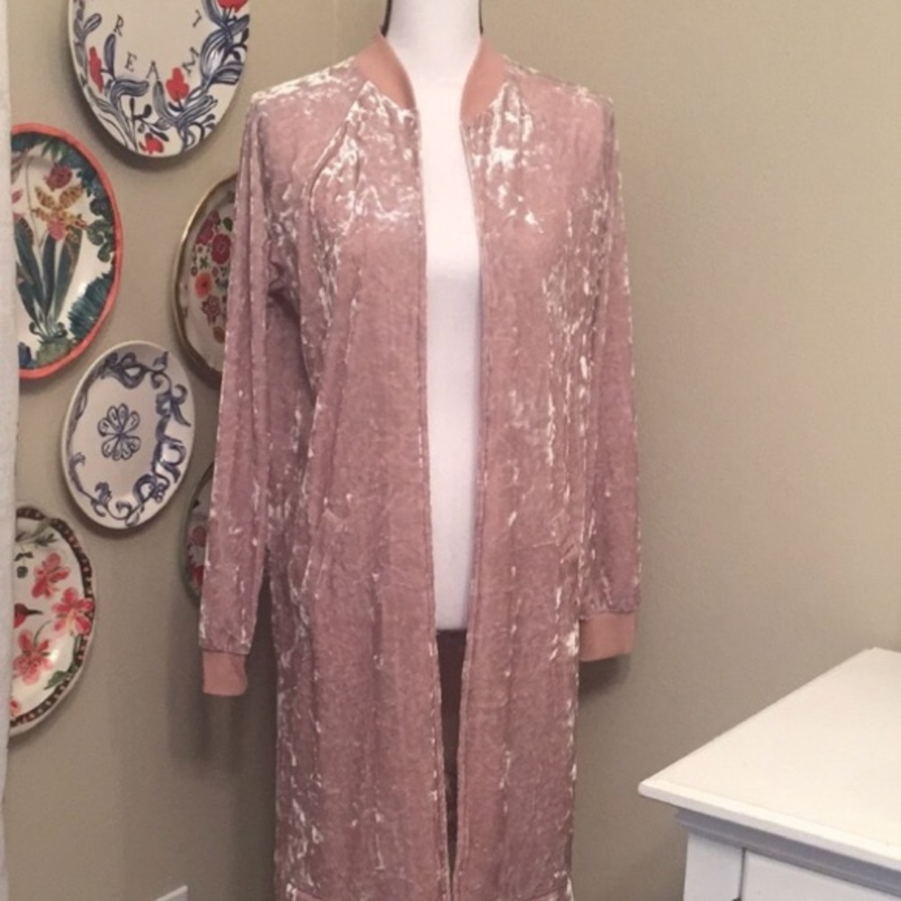 BP. pink velvet duster cardigan